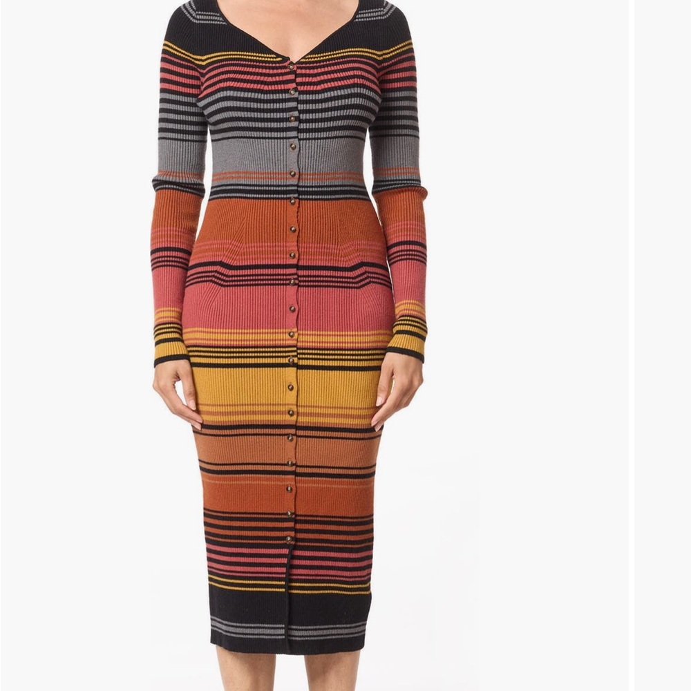 Scotch & Soda Long Sleeve Rib Knit midi dress